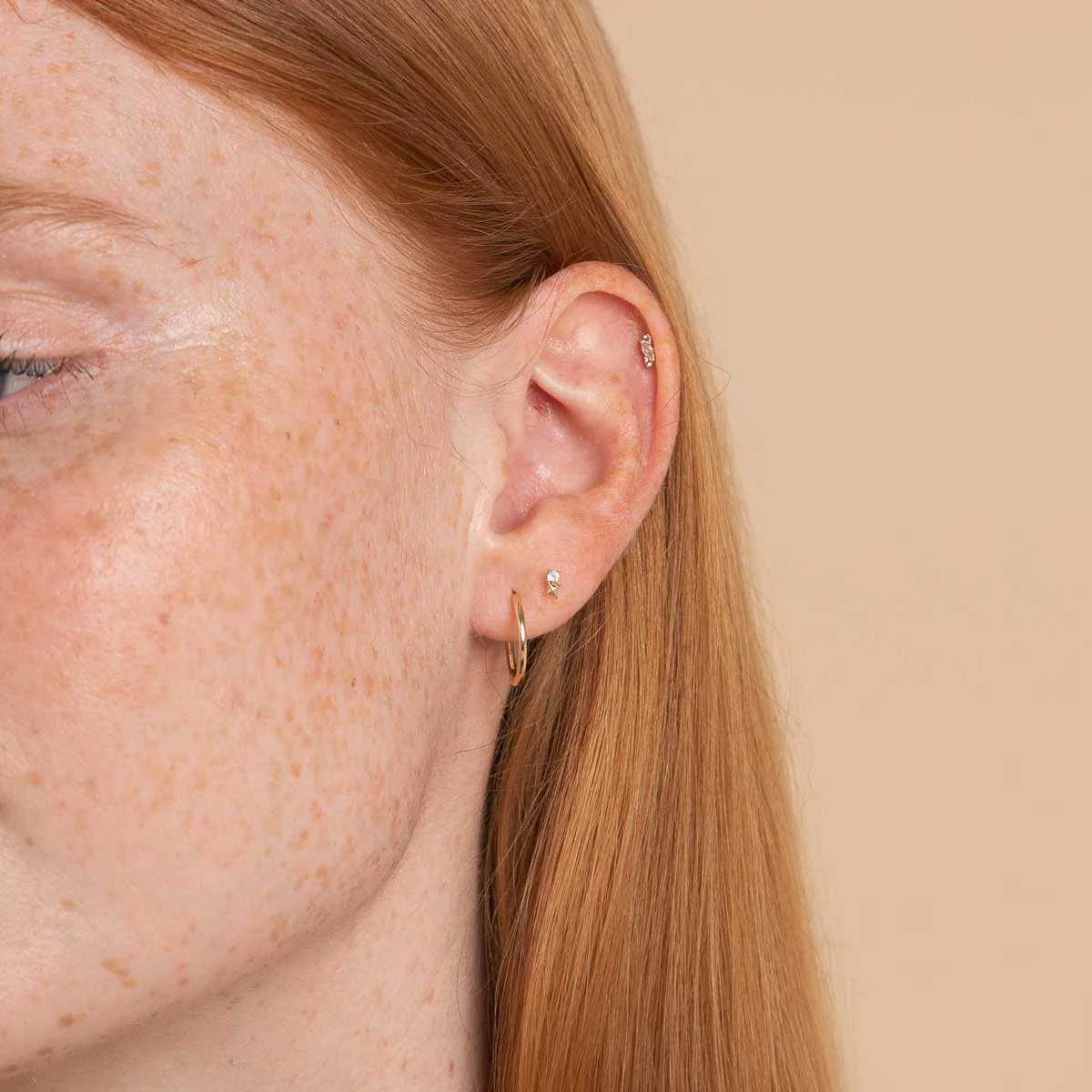 April Topaz Birthstone Earrings in Solid Gold - Image 3