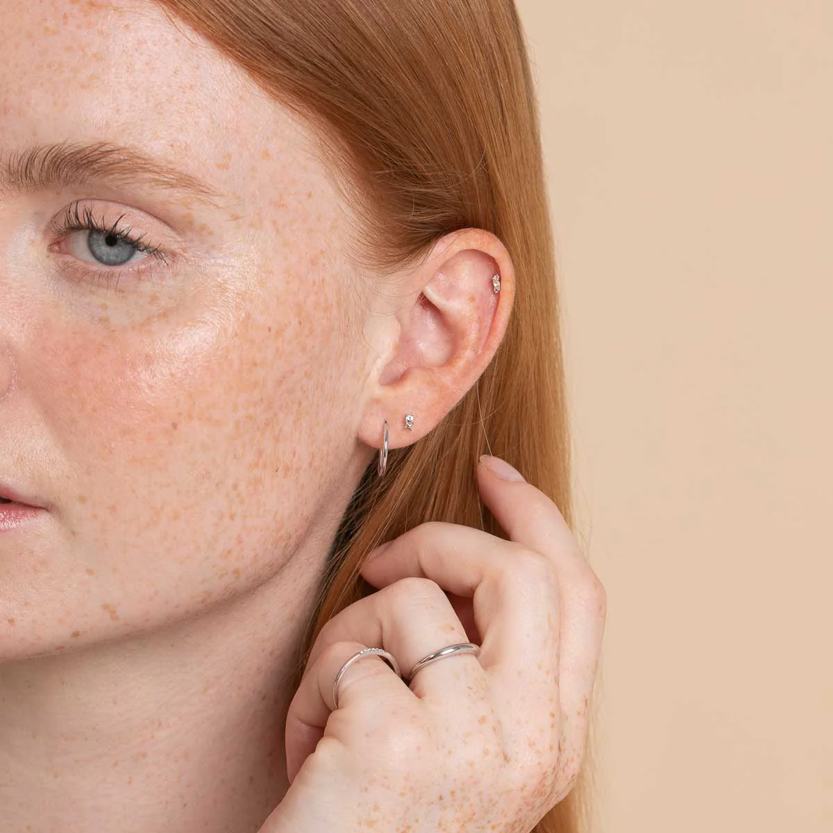 April White Topaz Birthstone Earrings in Solid White Gold - Image 4