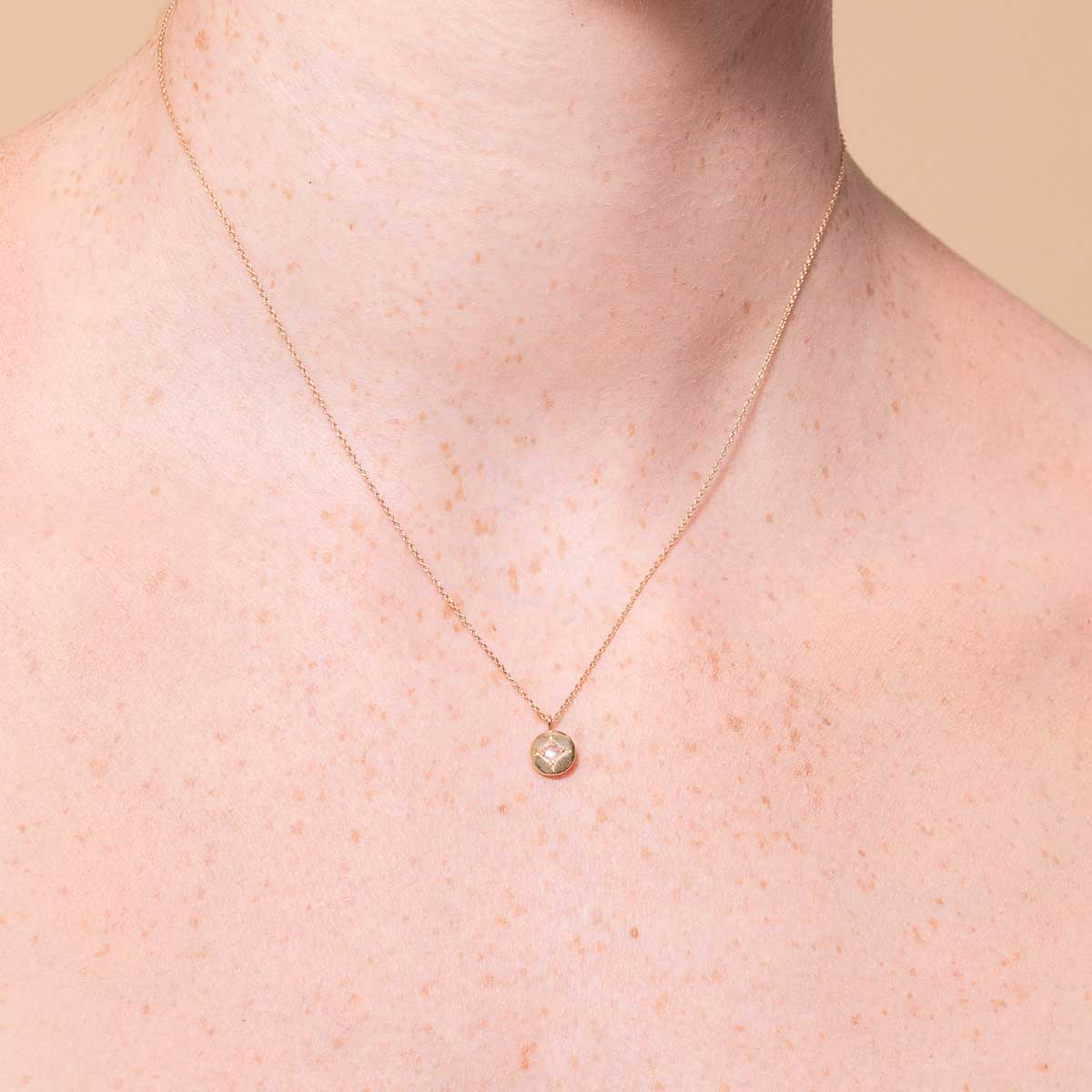 April Topaz Birthstone Necklace in Solid Gold - Image 3