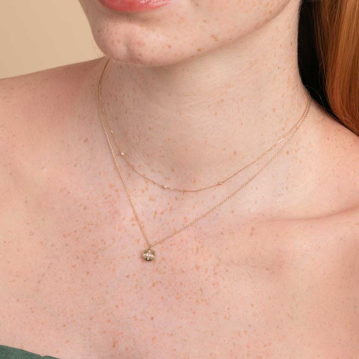 April Topaz Birthstone Necklace in Solid Gold - Image 4