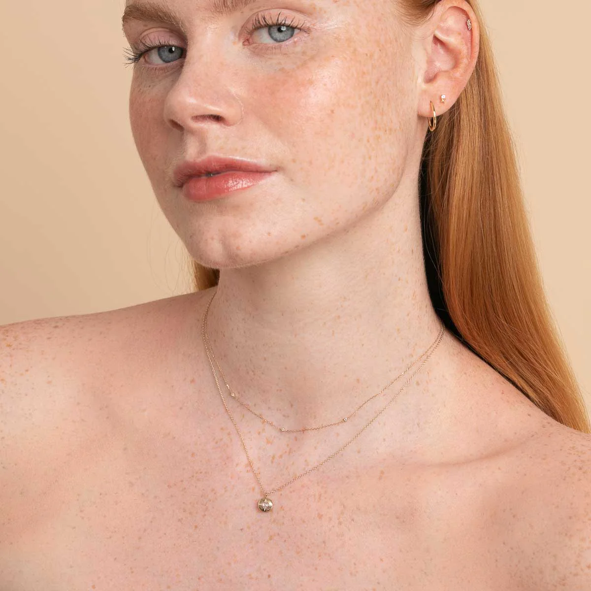 April Topaz Birthstone Necklace in Solid Gold - Image 5