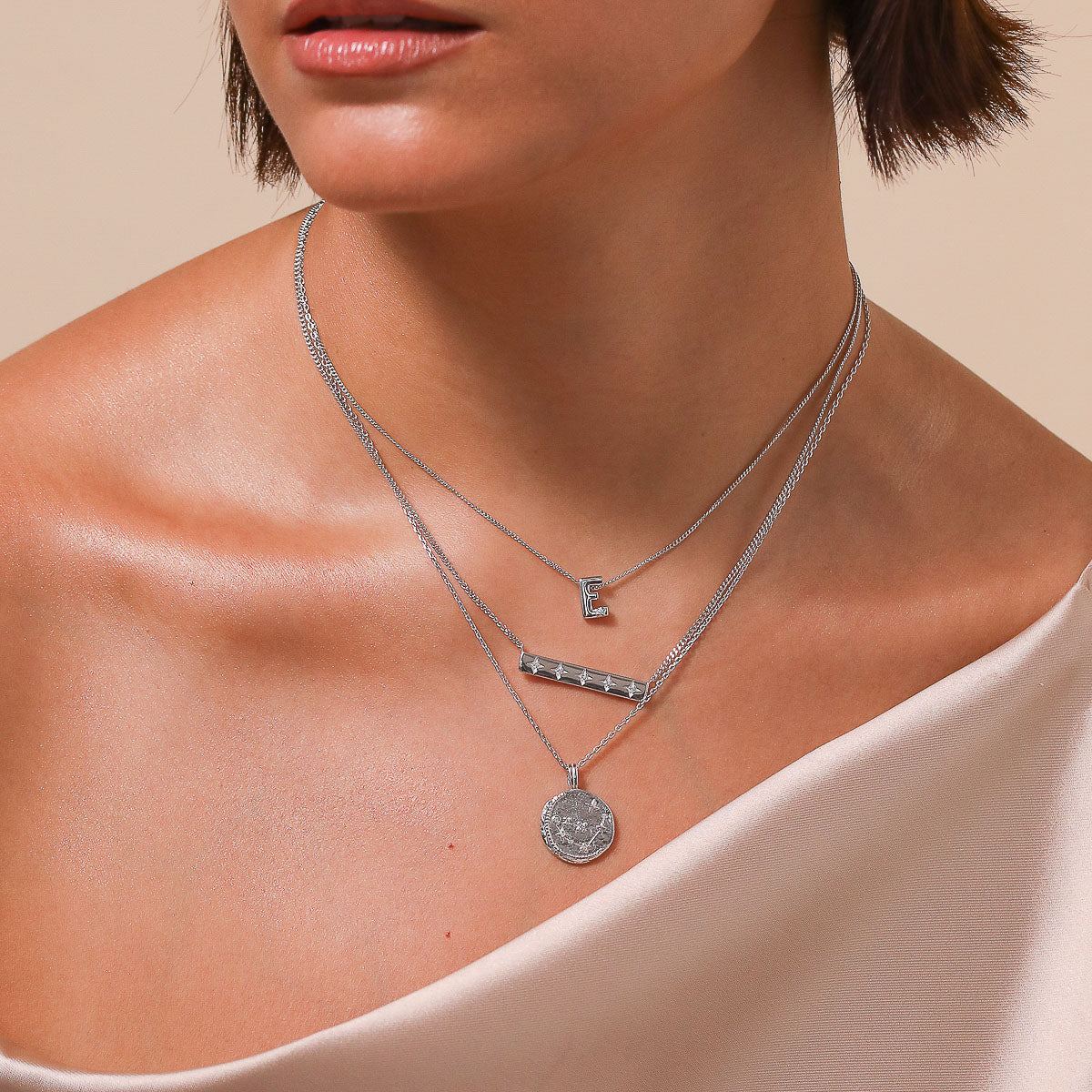 Capricorn Zodiac Pendant Necklace in Silver - Image 4