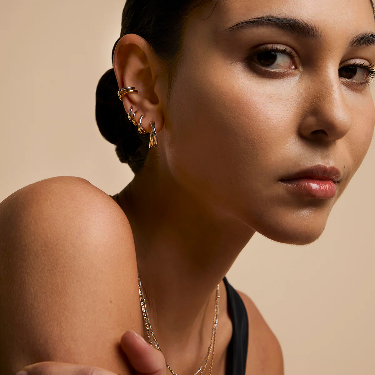 Crossover Illusion Hoops in Mixed Metal - Image 6