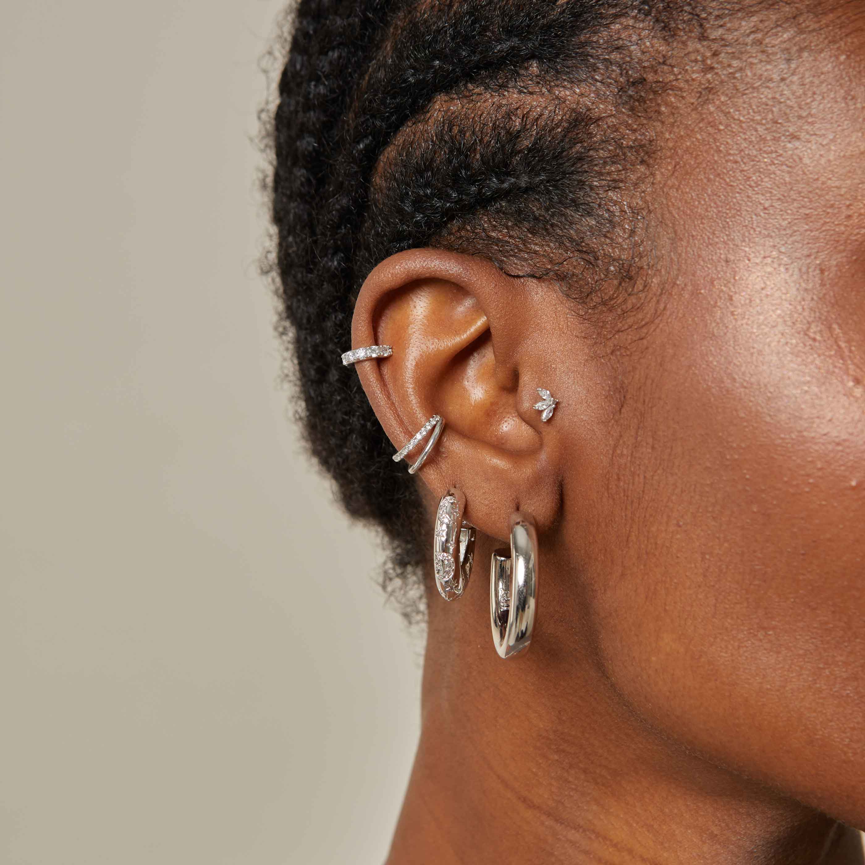 Illusion Crystal Ear Cuff in Silver - Image 5