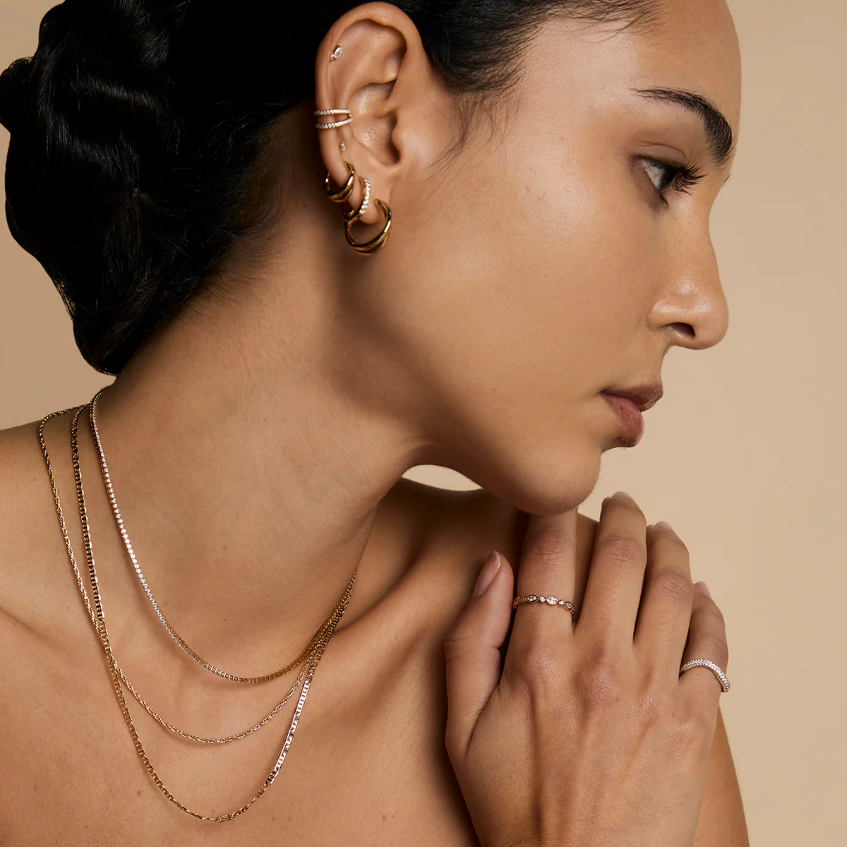 Illusion Double Chain Necklace in Gold - Image 6