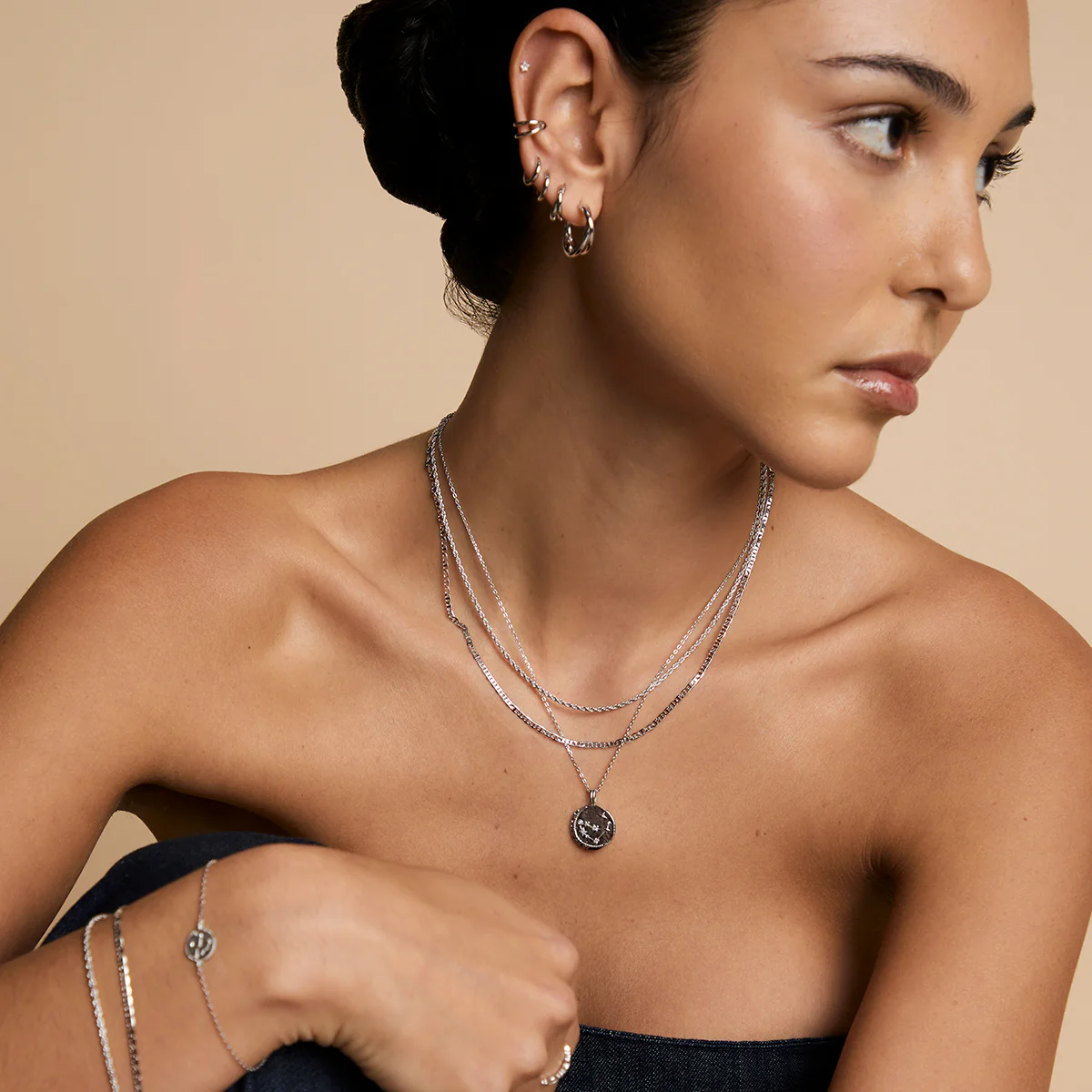 Illusion Double Chain Necklace in Silver - Image 5