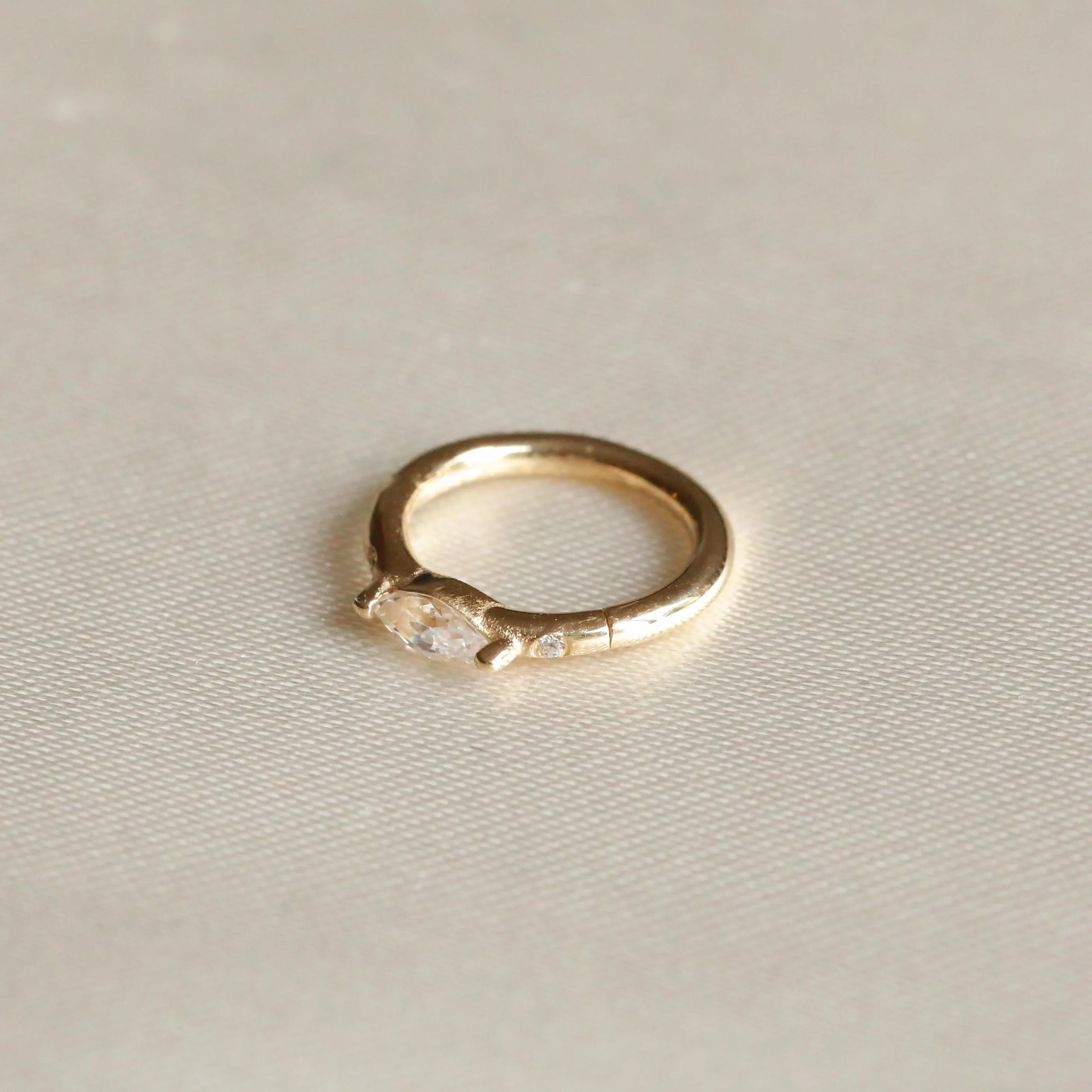 Solid Gold Marquise Piercing Hoop - Image 4