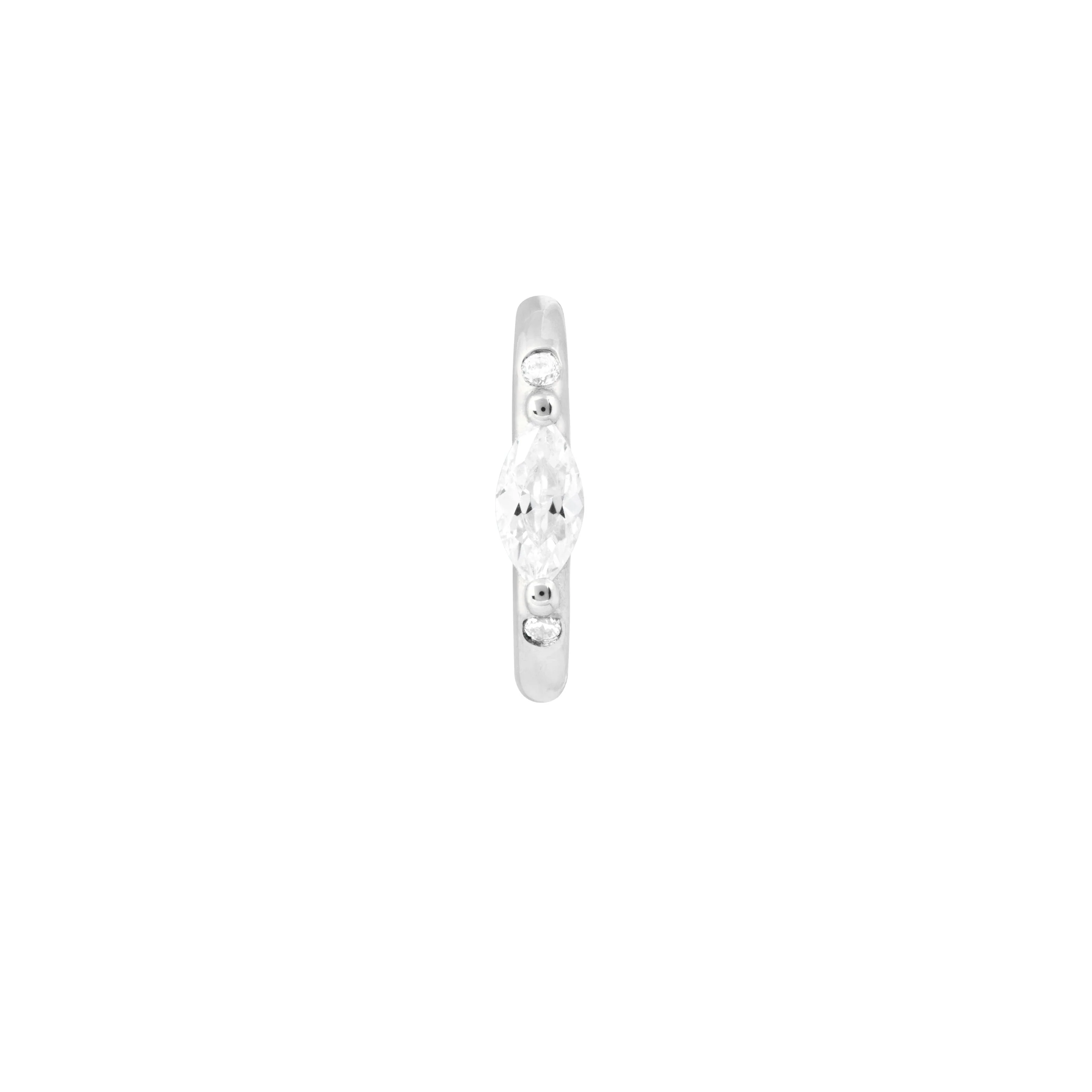 Solid White Gold Marquise Piercing Hoop - Image 3