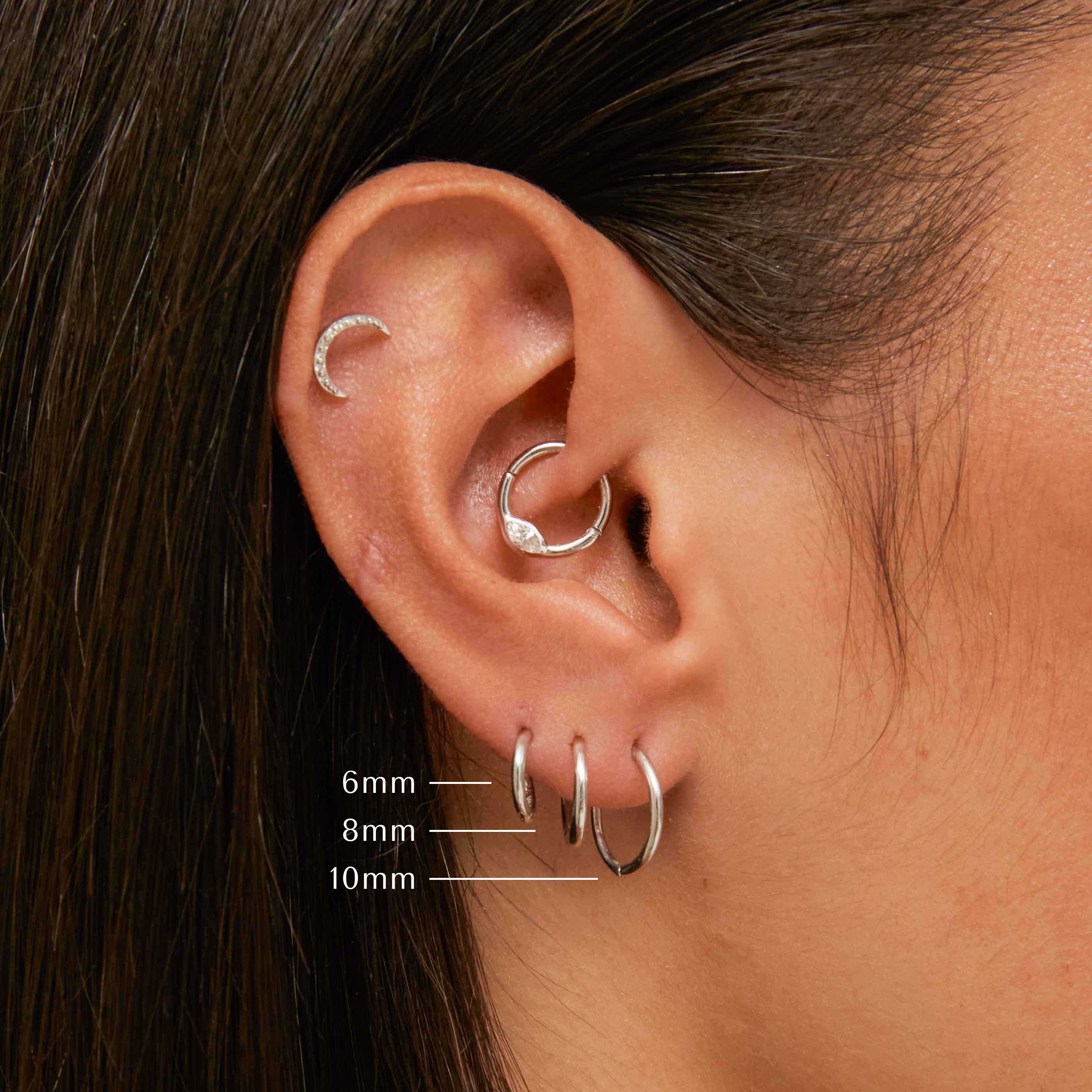Solid White Gold Simple Piercing Hoop - Image 6