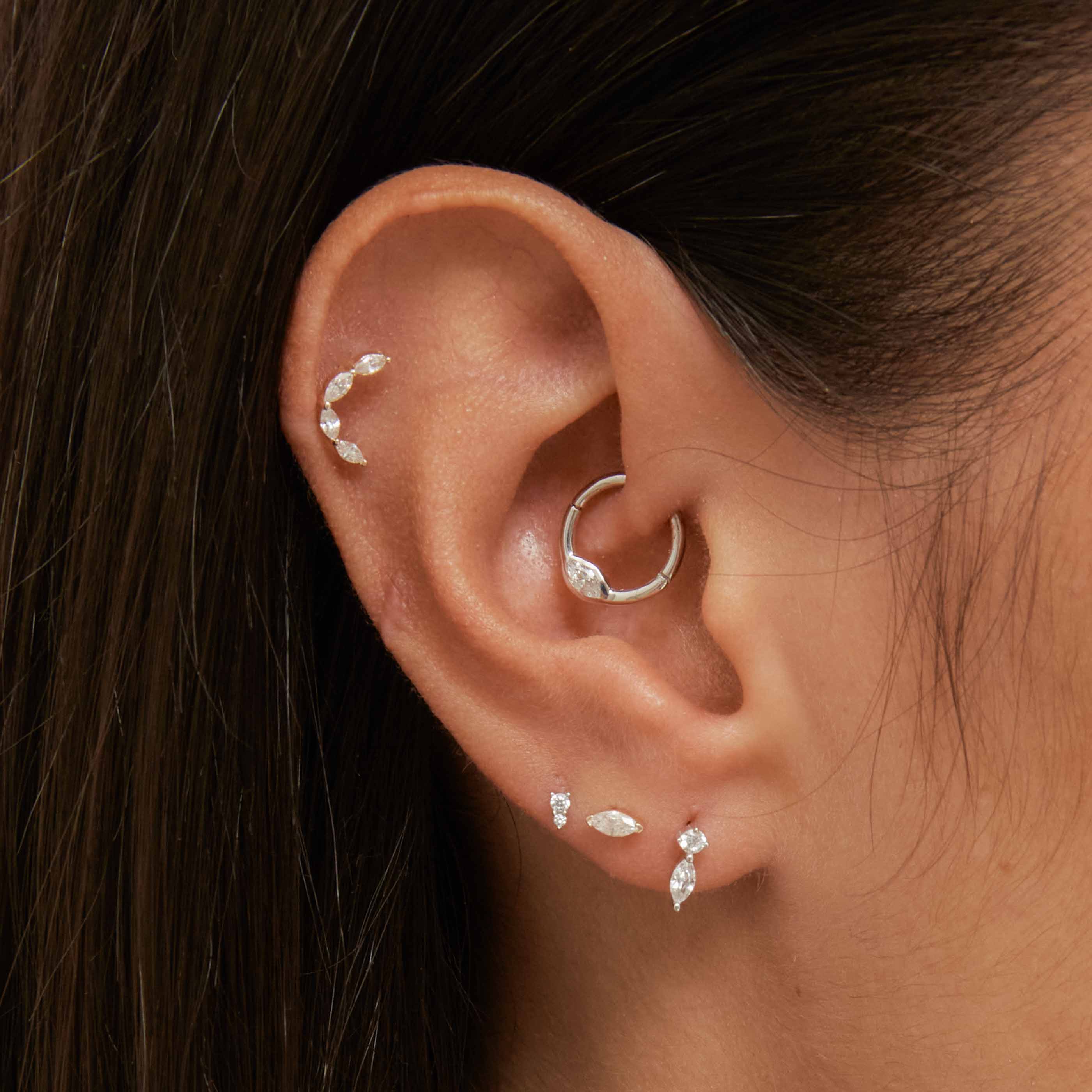 Topaz Teardrop Piercing Stud in Solid White Gold - Image 4